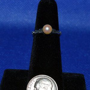 Sterling Silver Ring with Gold Pearl